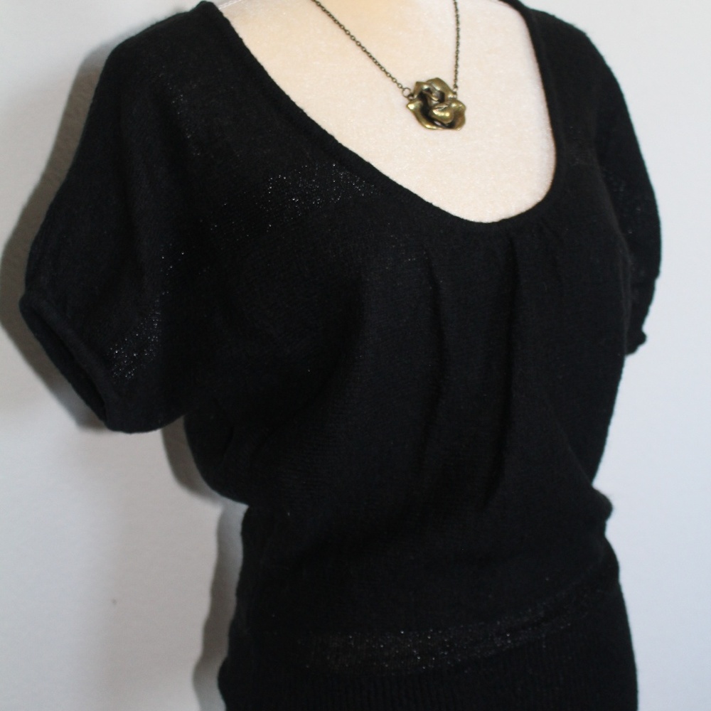 Mango Black Short Sleeve Sweater S/M